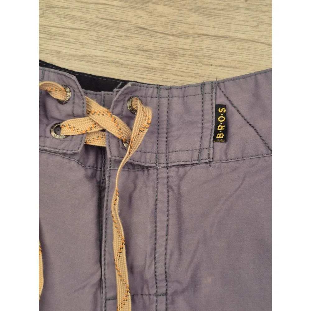 Howler Bros Mens Gray Purple Floral Embroidered Board Shorts Sz 36 Nylon Blend